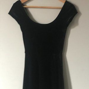 Black velvet fit and flare dress